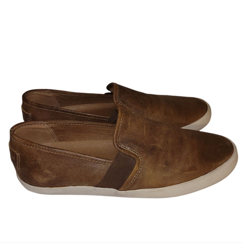 The Frye  Company Dylan Slip On Sneakers 8.5  Leather  Cognac Women's